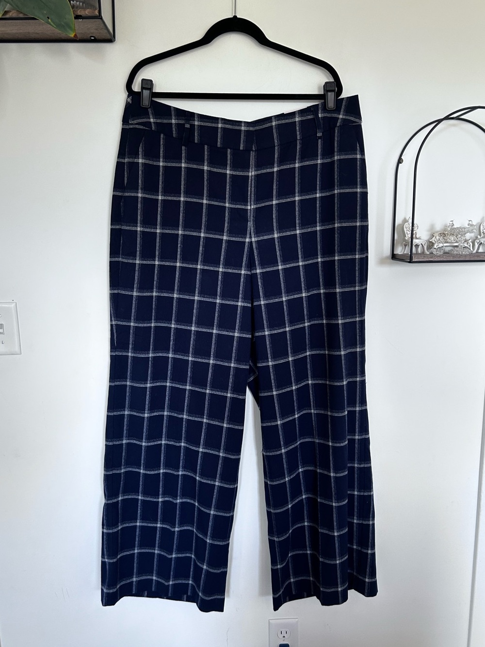 NWT Lane Bryant The Perfect Drape Wide Leg High Rise Blue Plaid Pants Size 18